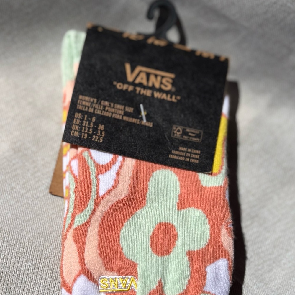 Vans Green and Orange Casual Socks Retro Style
